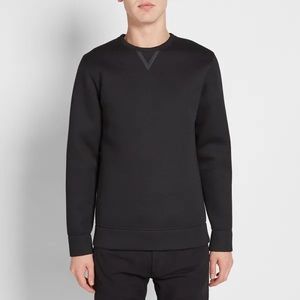 NWT MENS BLACK HELMUT LANG TAPED JERSEY CREW SWEATER SIZE LARGE MADE IN USA🖤